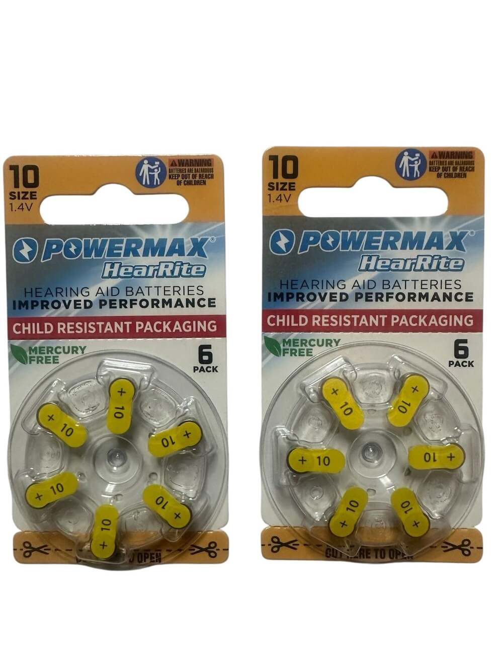 Powermax HearRite Size 10 Hearing Aid Batteries 12 Pack